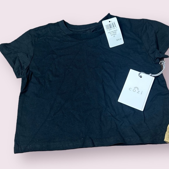NWT Toddler Set Of Two Cozi Basic Crewneck Tee Shirts Black And Camel Size 4T - Picture 2 of 11